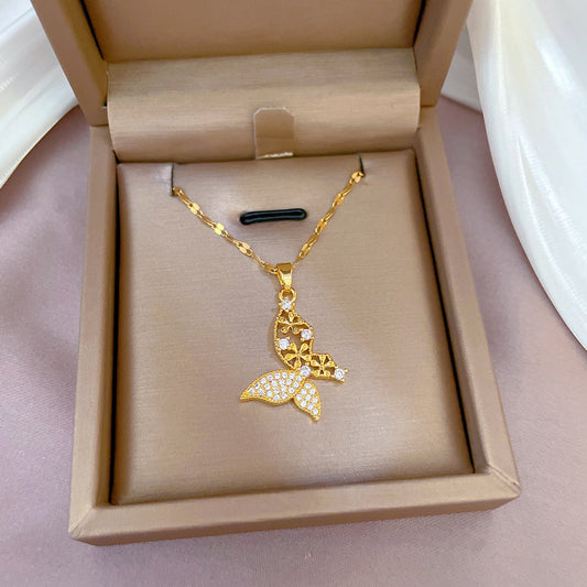 Women’s Butterfly Zircon Necklace – Cute & Luxurious Sparkling Jewelry