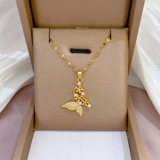 Women’s Butterfly Zircon Necklace – Cute & Luxurious Sparkling Jewelry