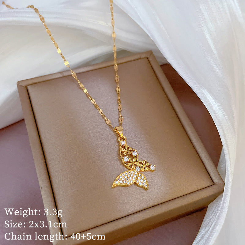 Women’s Butterfly Zircon Necklace – Cute & Luxurious Sparkling Jewelry