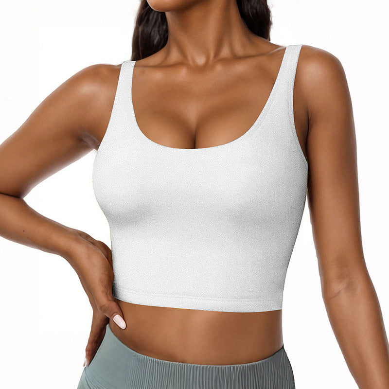 Women's U-Neck Tank Top with Built-In Bra – Fitted Sleeveless Undershirt