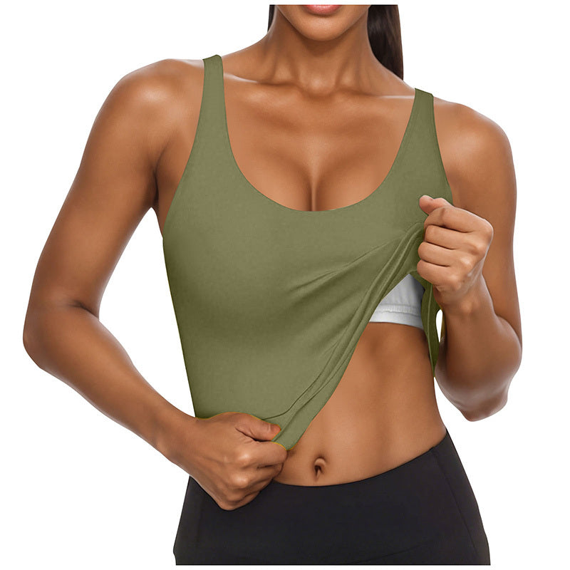 Women's U-Neck Tank Top with Built-In Bra – Fitted Sleeveless Undershirt