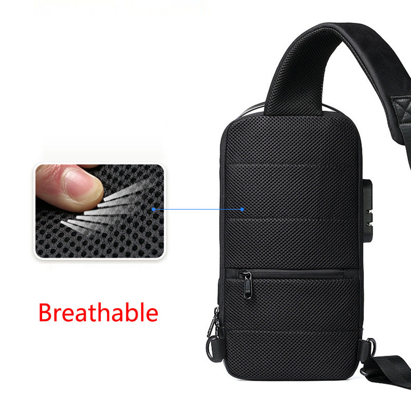 Men's Waterproof Anti-Theft Sling Bag – USB Charging & Oxford Fabric