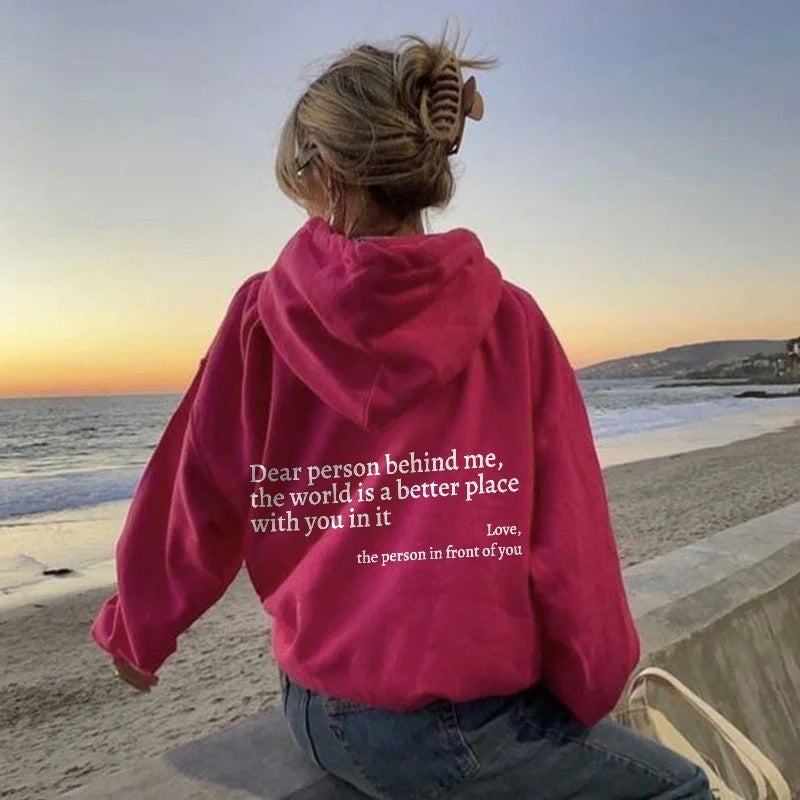 Unisex Inspirational Hoodie – 'The World is Better With You' | Cozy & Motivational
