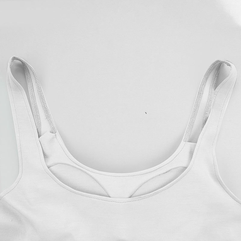 Women's U-Neck Tank Top with Built-In Bra – Fitted Sleeveless Undershirt