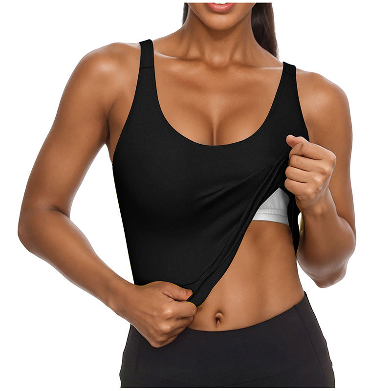 Women's U-Neck Tank Top with Built-In Bra – Fitted Sleeveless Undershirt