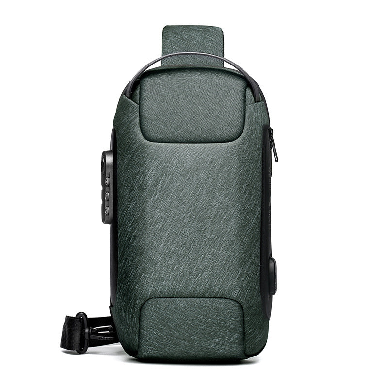Men's Waterproof Anti-Theft Sling Bag – USB Charging & Oxford Fabric