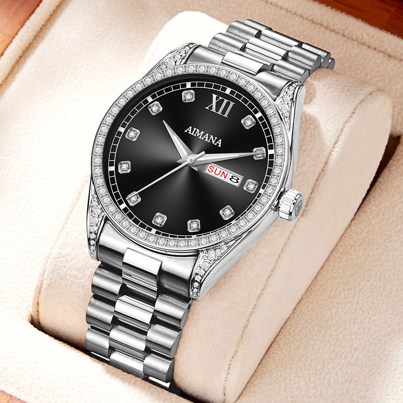 Women's Diamond Quartz Watch – LOG Series Minimalist Stainless Steel