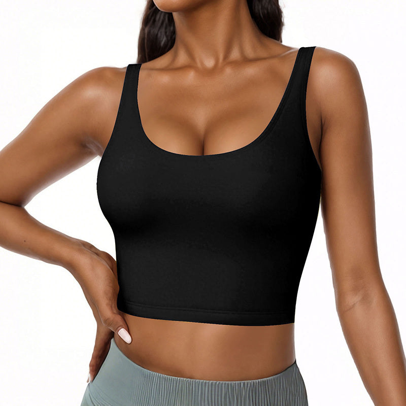 Women's U-Neck Tank Top with Built-In Bra – Fitted Sleeveless Undershirt