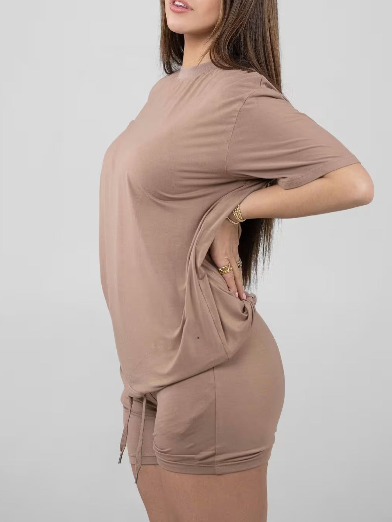 Plus Size Summer Pajama Set – Women’s Loose Casual Short Sleeve Home Wear Suit