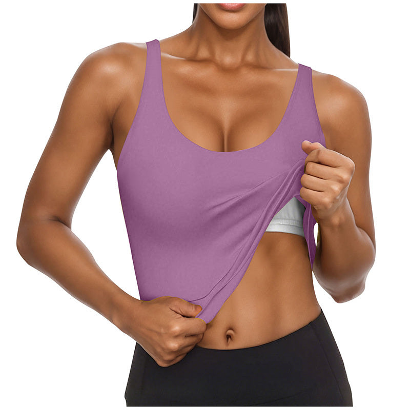 Women's U-Neck Tank Top with Built-In Bra – Fitted Sleeveless Undershirt