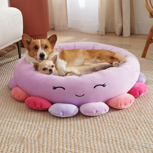 Fruit-Themed Plush Pet Bed – Super Soft Animal Print Dog/Cat Cushion