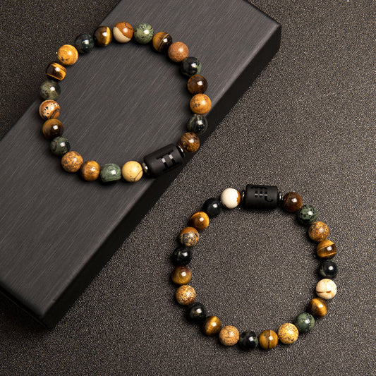 Natural Tiger Eye Zodiac Beaded Bracelet – 12 Constellations for Men & Women